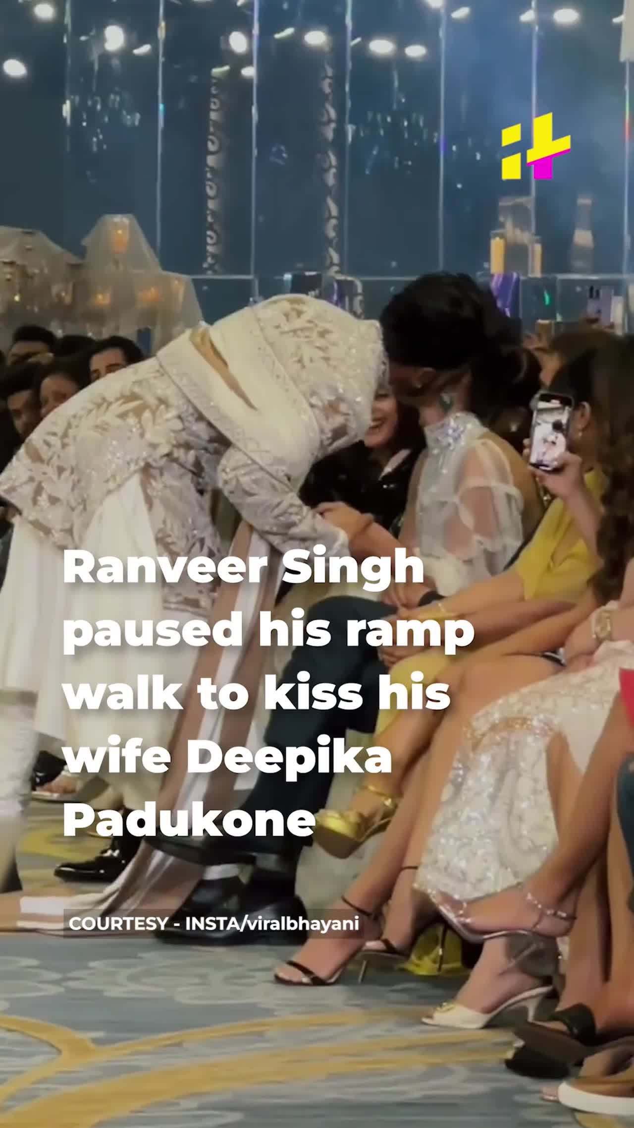 Ranveer Singh kisses Deepika Padukone on the ramp walk at Manish